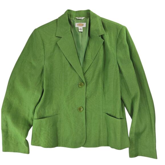 Talbots | Bright Green Irish Linen Blazer | Size  14 - Picture 2 of 5